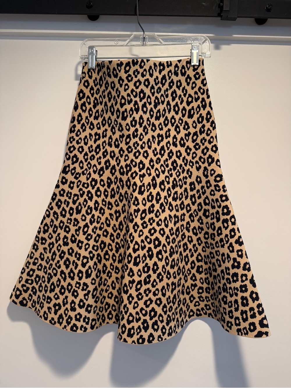 Theory Leopard-Print Midi Skirt in Beige and Black